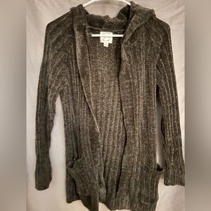 VERY Soft/Fuzzy Army Dark Green Hooded Cardigan